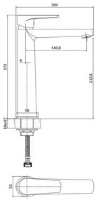 Cersanit S951-585 - Baterie lavoar MODUO 27,2 cm negru