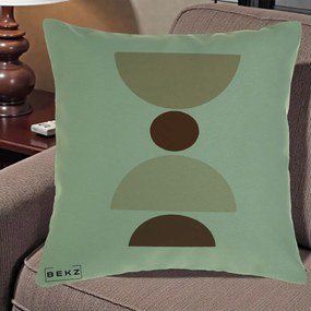 Perna Decorativa Geometric Boho Cerc si Boluri, 40x40 cm, Verde, Husa Detasabila, Perna Inclusa, BEKZ®