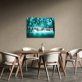 Tablou pe sticlă - Cascada albastră (70x50 cm)