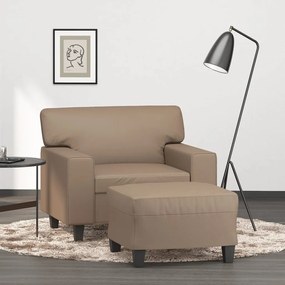 3153550 vidaXL Fotoliu canapea cu taburet, cappuccino, 60 cm, piele ecologică