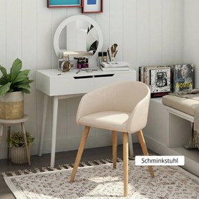 HOMCOM Set de 2 Scaune de Dining Stil Scandinav, Tapițate cu Material Textil, 55x56x74 cm, Bej | Aosom Romania
