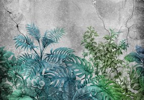 Fototapet - Plante pe beton (254x184 cm)