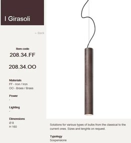 Pendul clasic antique brass diametru 8cm, H-150cm I Girasoli 208.34