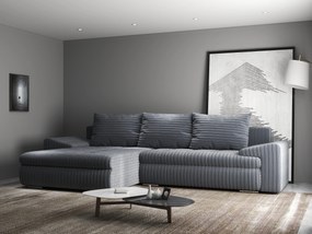 Colțar extensibil dumonde cu ladă de depozitare si sezut confortabil din spuma high-density, Leonardo Ambience Gri 260x185 cm