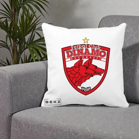 Perna Personalizata FC Dinamo Bucuresti 1948 Fotbal, 40x40 cm, Alba Mata, Husa Detasabila, Perna Inclusa, BEKZ®