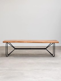 Banchetă bucătărie din lemn de acacia natur și metal negru, 47,5 x 166,5 x 44 cm, „Frequency”