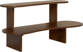 Masă consolă eclectică din lemn de mango, maro, cu blat și raft în trepte cu contur organic, 65 x 140,5 x 47,5 cm, „Polanco”