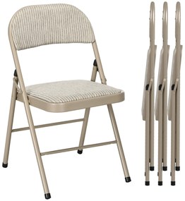 HOMCOM Lot de 4 scaune pliante scaune de sufragerie portabile cadru din oțel dim. 45l x 46A x 78Î cm bej | Aosom Romania