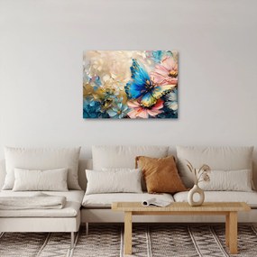 Tablou - Pictura de flori și fluturi (70x50 cm)