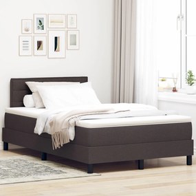vidaXL Pat cu arcuri și saltea maro închis 120x190 cm țesătură