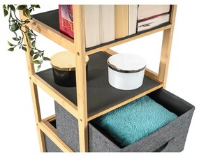 Raft din bambus cu coșuri G21, 5 etajere, gri, 5 etaje