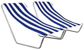Set de 2 sezlonguri de plaja pliabile SAND, dungi albastre