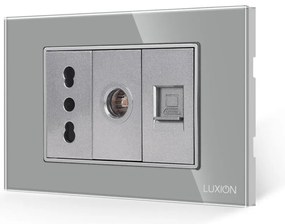 Priza Ingusta + TV + Internet cu Rama din Sticla LUXION, Standard Italian, 3M