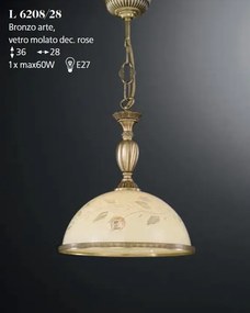 Lustra/Pendul din alama cu sticla decorata design italian D-28cm 6208
