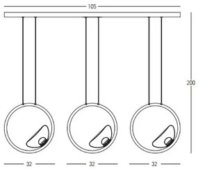 Lustra moderna cu 3 pendule LED LINE