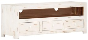 vidaXL Comodă TV, alb, 110x30x40 cm, lemn masiv de acacia