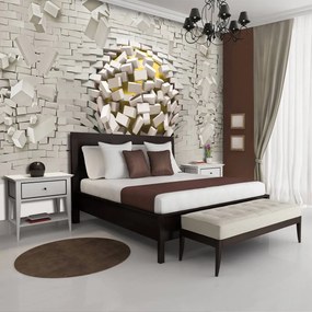 Fototapet - 3D perete cu minge (254x184 cm)