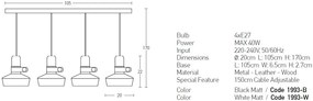 Lustra cu 4 pendule design modern Merden negru mat