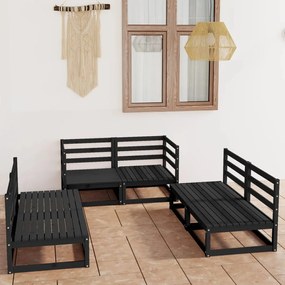 3075413 vidaXL Set mobilier de grădină, 6 piese, negru, lemn masiv de pin