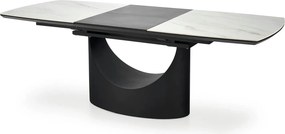 Masa extensibila OSMAN, alb efect marmura/negru, ceramica/metal, 160/2