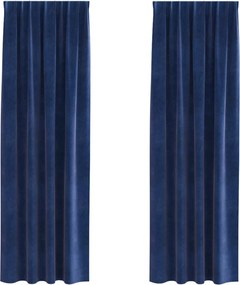 vidaXL Perdele opace 2 pcs Albastru închis 140 x 260 cm Catifea