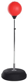 HOMCOM Sac de Box de Podea cu Înălțime Reglabilă, Mănuși de Box și Bază Umplută, 43x43x126-144 cm, Roșu | Aosom Romania