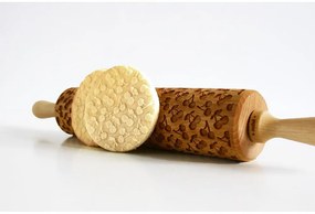 Făcăleț din lemn cu model pentru aluat Valek Cherries