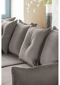 Colțar maro deschis extensibil cu tapițerie din catifea reiată (colț stânga/în formă de "U") Lazy Lukka – Miuform