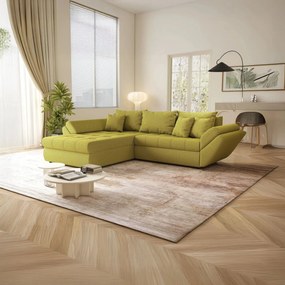 Colțar extensibil dumonde cu ladă de depozitare si sezut confortabil din spuma high-density, Loana Enjoy Green 270x185 cm