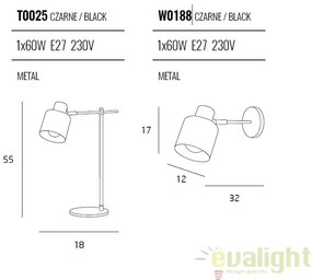 Veioza / Lampa de masa design modern Black T0025 MX