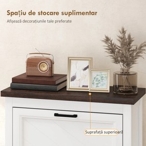 HOMCOM Dulap pentru Pantofi, 2 Sertare Rabatabile, Rafturi Reglabile, Alb | Aosom Romania