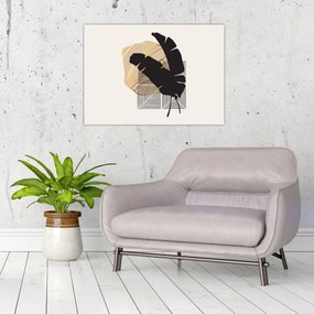 Tablou pe sticlă - Abstracție cu frunze tropicale N⁰4 (70x50 cm)