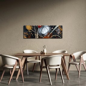 Tablou cu linguri cu condimente (cu ceas) (90x30 cm)