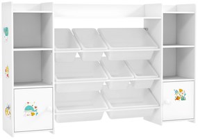AIYAPLAY Dulap depozitare copii, etajeră pentru jucării cu 8 cutii detașabile, 140 x 30 x 90 cm, alb | Aosom Romania