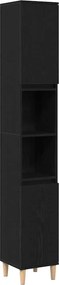 vidaXL Dulap de Baie Stejar Negru 30 x 30 x 190 cm Lemn compozit