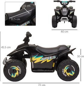 ATV Copii Electric cu Baterie Incarcabila HOMCOM, Viteza 2,8-4,6km/h, Varsta 18–48 Luni, Negru | Aosom Romania