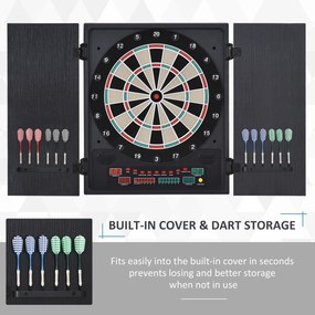 HOMCOM Tabla de Darts Electronică Profesională cu 6 Display-uri, 12 Săgeți, 27 Moduri de Joc, 51x6.5x57cm, Negru | Aosom Romania