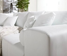 Canapea extensibilă dumonde cu ladă de depozitare si sezut confortabil din spuma high-density, Marbela White XXL 295x100 cm