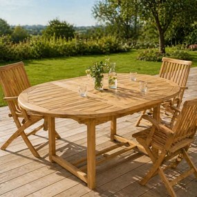 Masă de grădină din lemn de tec DIVERO - 120/170 cm