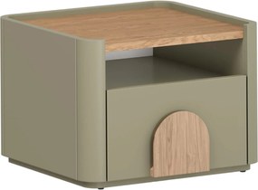 Noptieră Amilio 50 cm - eucalipt / stejar baltic dune / mânere stejar natural