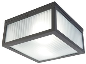 Plafonieră inteligentă de exterior neagră cu sticlă canelată, incl. WiFi A60 - Charlois