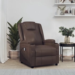 289752 vidaXL Fotoliu cu ridicare pe verticală, maro, piele ecologică