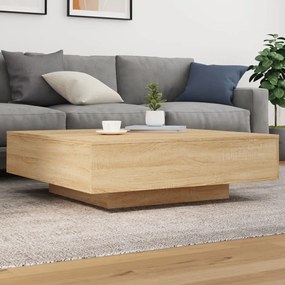 vidaXL Măsuță de cafea cu lumini LED, stejar sonoma, 100x100x31 cm