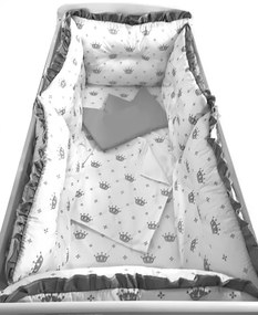 Set 6 aparatori protectii laterale patut 140x70 cm Coronite gri