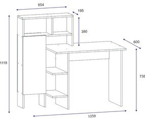 Birou Bugra Alb 135.9x111.8x60 cm