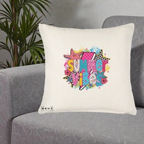Perna Decorativa Summer Vibes Colorata, 40x40 cm, Crem Reliefat, Husa Detasabila, Perna Inclusa, BEKZ®