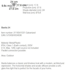 Aplica de perete pentru ilumninat exterior IP54, Bastia 24 galvanizat 2118041031 NL