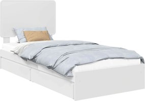 vidaXL Pat cu storage cu headboard Alb 90 x 200 cm Lemn compozit