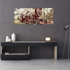 Tablou cu locomotivă istorică (120x50 cm)