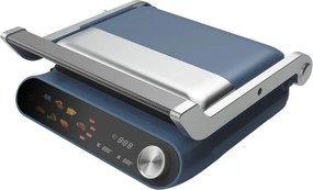 Grătar electric Nostro Lux NL51442P, 2200 W, ecran tactil, plăci mobile antiaderente, deschidere la 180°, albastru